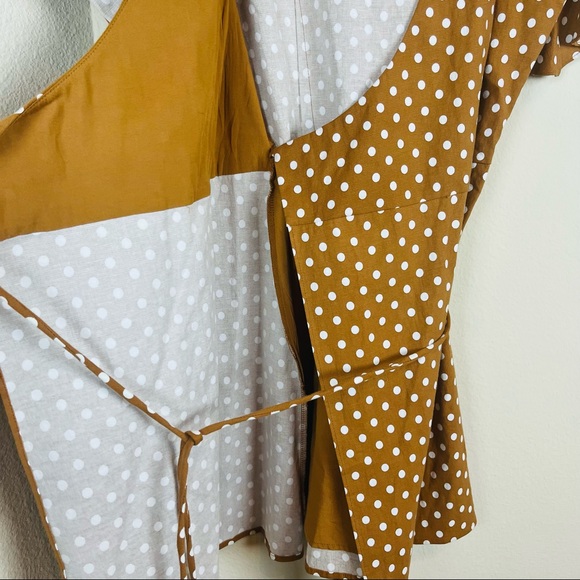 NEW LeRumi x Revolve Polka Dot Sonia Wrap Mini Dress XS Brown - Picture 5 of 10